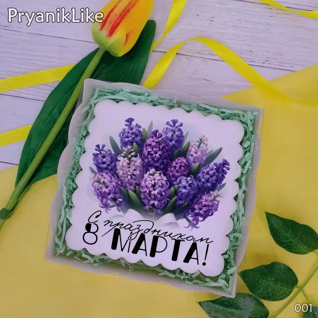 Пряник квадратный (цветы) (10-10 см.)